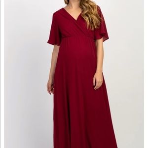 PinkBlush Burgundy Chiffon Maternity Maxi